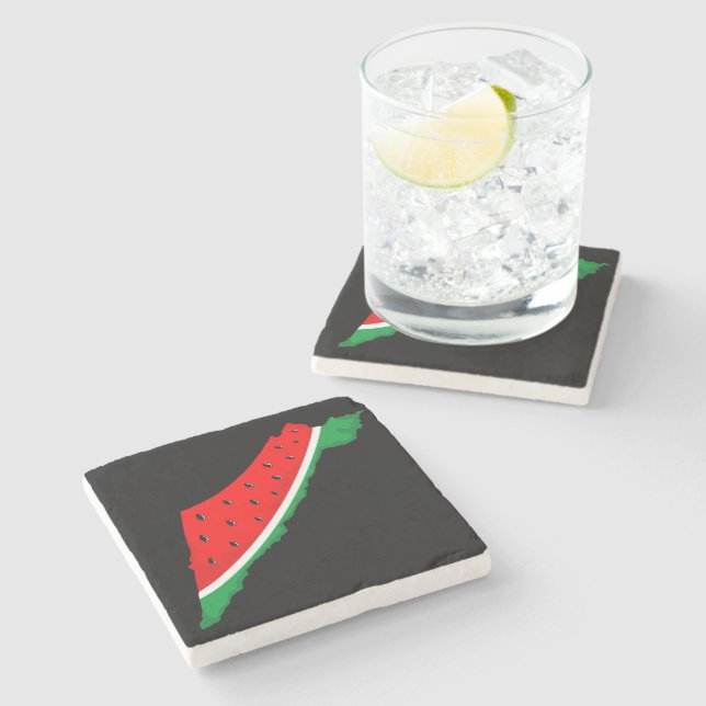 Palestine Map Watermelon Symbol of freedom Stone Coaster (Side)