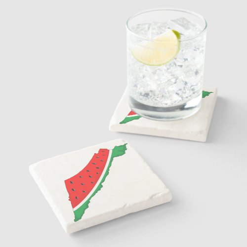 Palestine Map Watermelon Symbol of freedom Stone Coaster