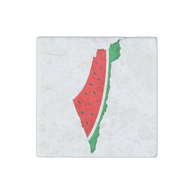 Palestine Map Watermelon Symbol of freedom Stone Magnet (Front)