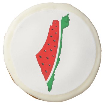 Palestine Map Watermelon Symbol Of Freedom Sugar Cookie by Bluedarkat at Zazzle