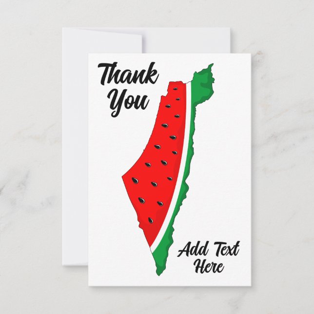 Palestine Map Watermelon Symbol of freedom Thank You Card (Front)