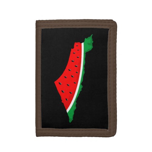 Palestine Map Watermelon Symbol of freedom Trifold Wallet