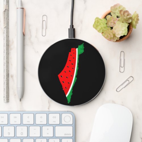 Palestine Map Watermelon Symbol of freedom Wireless Charger