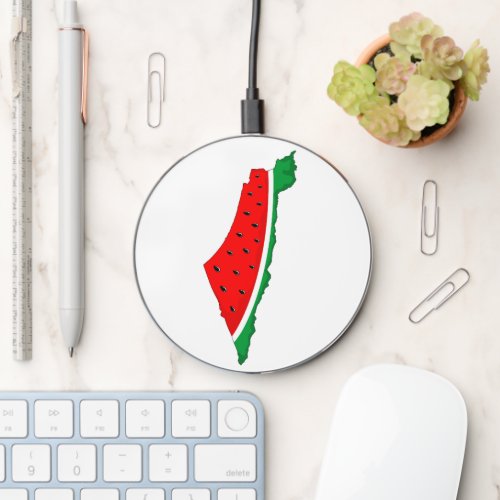 Palestine Map Watermelon Symbol of freedom Wireless Charger