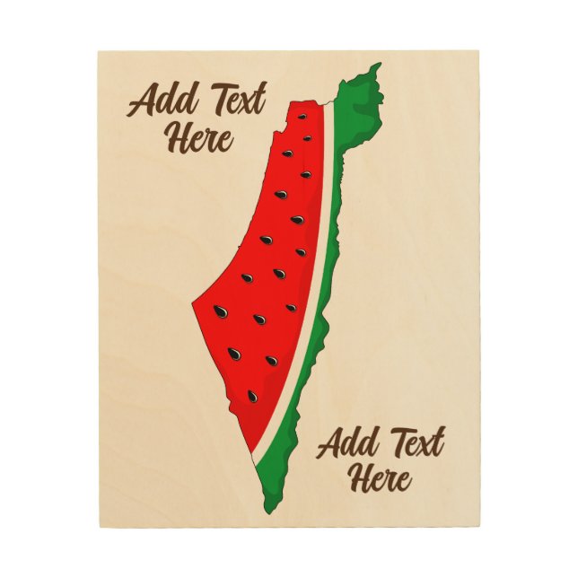 Palestine Map Watermelon Symbol of freedom  Wood Wall Art (Front)