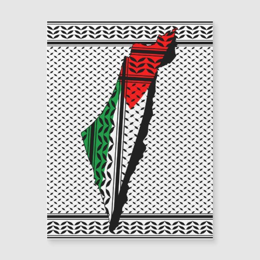 Palestine Map whith Flag and Keffiyeg Pattern (Front)