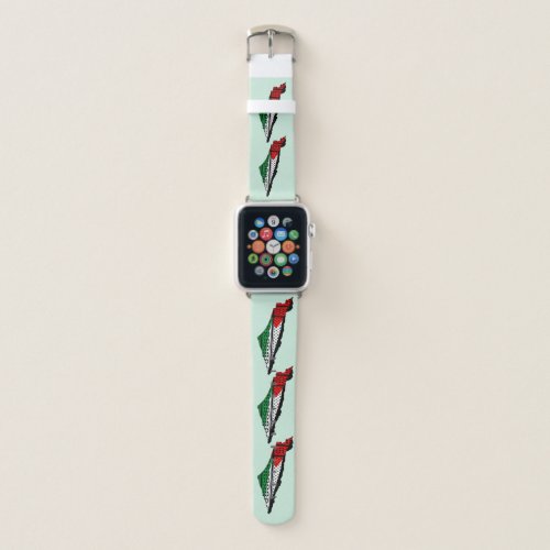 Palestine Map whith Flag and Keffiyeg Pattern Apple Watch Band