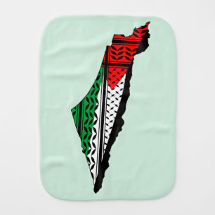 Palestine Map whith Flag and Keffiyeg Pattern Baby Burp Cloth