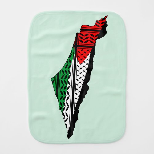 Palestine Map whith Flag and Keffiyeg Pattern Baby Burp Cloth