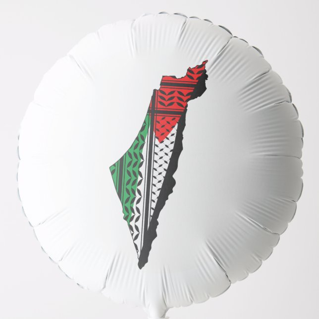 Palestine Map whith Flag and Keffiyeg Pattern Balloon (Front)