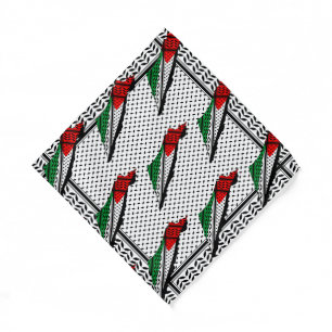 Palestine Map whith Flag and Keffiyeg Pattern Bandana