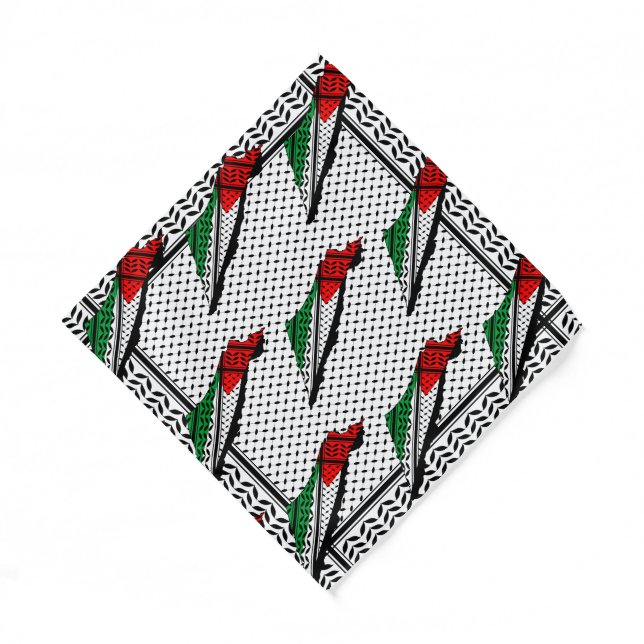 Palestine Map whith Flag and Keffiyeg Pattern Bandana (Front)