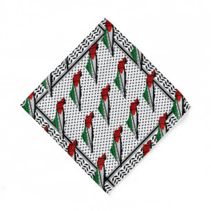 Palestine Map whith Flag and Keffiyeg Pattern Bandana