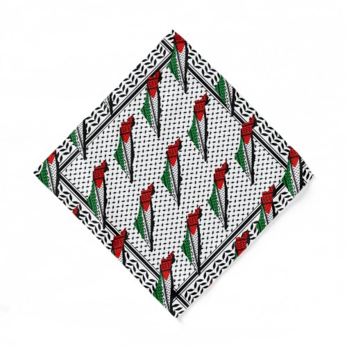 Palestine Map whith Flag and Keffiyeg Pattern Bandana