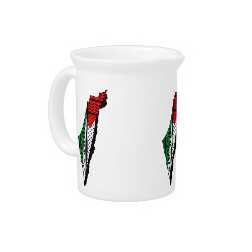 Palestine Map whith Flag and Keffiyeg Pattern Beverage Pitcher