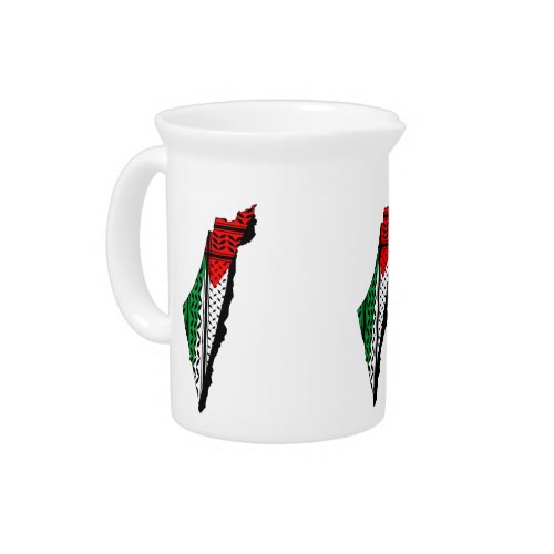 Palestine Map whith Flag and Keffiyeg Pattern Beverage Pitcher