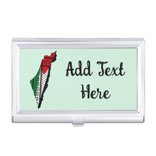 Palestine Map whith Flag and Keffiyeg Pattern Business Card Case