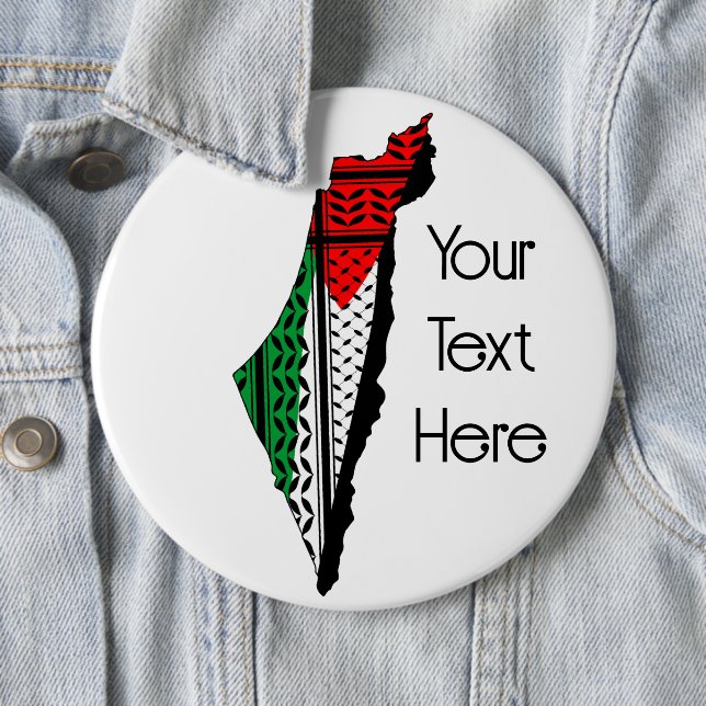 Palestine Map whith Flag and Keffiyeg Pattern Button (In Situ)