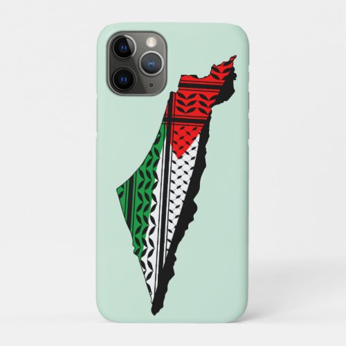 Palestine Map whith Flag and Keffiyeg Pattern iPhone 11 Pro Case