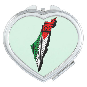 Palestine Map whith Flag and Keffiyeg Pattern Compact Mirror