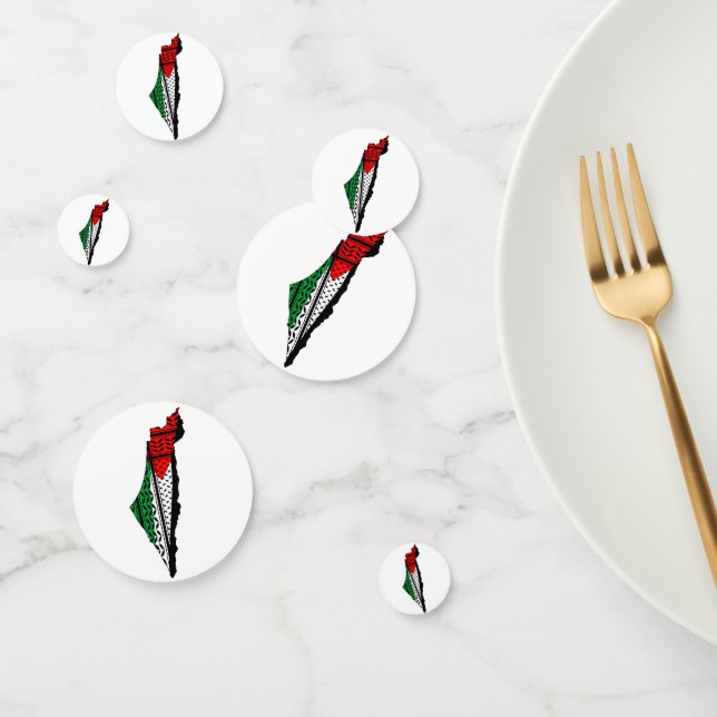 Palestine Map whith Flag and Keffiyeg Pattern Confetti (Group)
