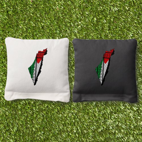 Palestine Map whith Flag and Keffiyeg Pattern Cornhole Bags