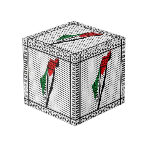 Palestine Map whith Flag and Keffiyeg Pattern Cube
