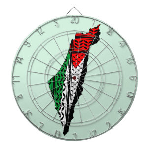 Palestine Map whith Flag and Keffiyeg Pattern Dart Board