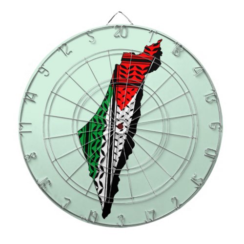 Palestine Map whith Flag and Keffiyeg Pattern Dart Board