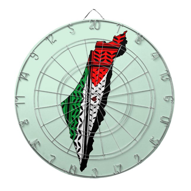 Palestine Map whith Flag and Keffiyeg Pattern Dart Board (Front)