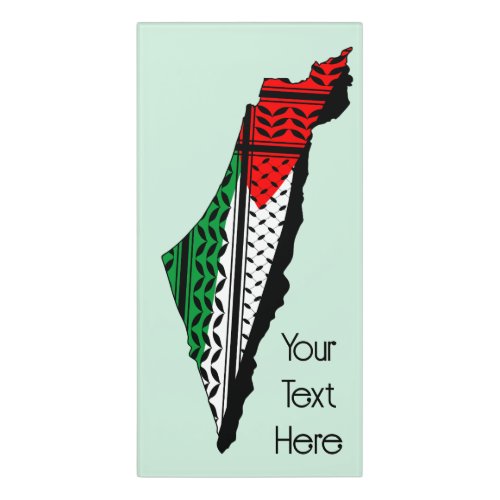 Palestine Map whith Flag and Keffiyeg Pattern Door Sign