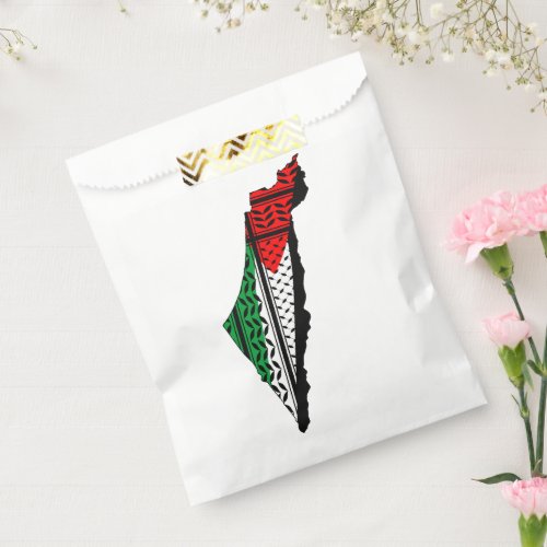 Palestine Map whith Flag and Keffiyeg Pattern Favor Bag