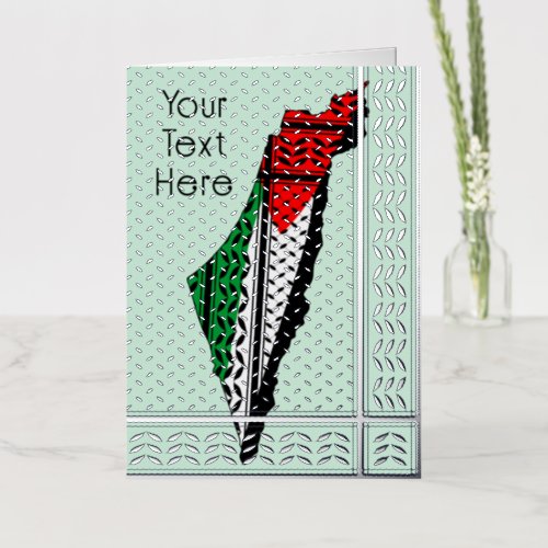 Palestine Map whith Flag and Keffiyeg Pattern Foil Greeting Card