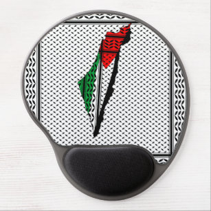 Palestine Map whith Flag and Keffiyeg Pattern Gel Mouse Pad