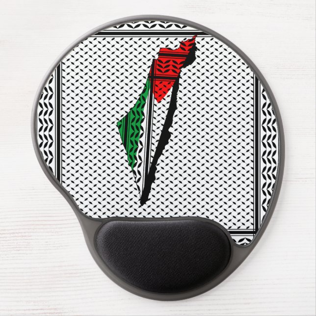 Palestine Map whith Flag and Keffiyeg Pattern Gel Mouse Pad (Front)