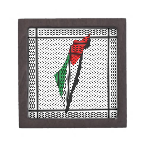 Palestine Map whith Flag and Keffiyeg Pattern Gift Box