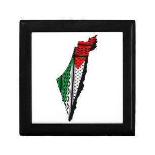 Palestine Map whith Flag and Keffiyeg Pattern Gift Box