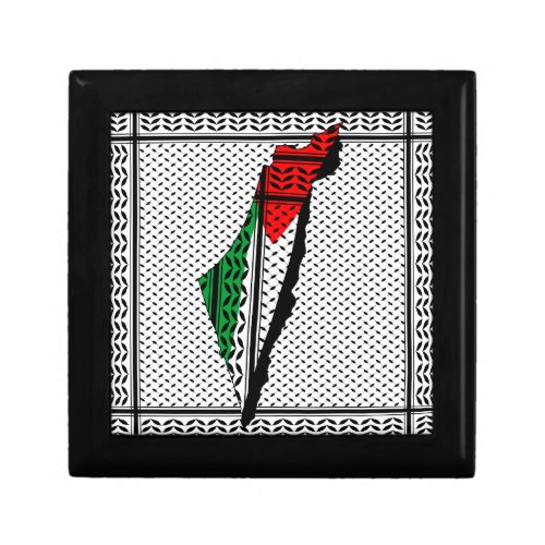 Palestine Map whith Flag and Keffiyeg Pattern Gift Box