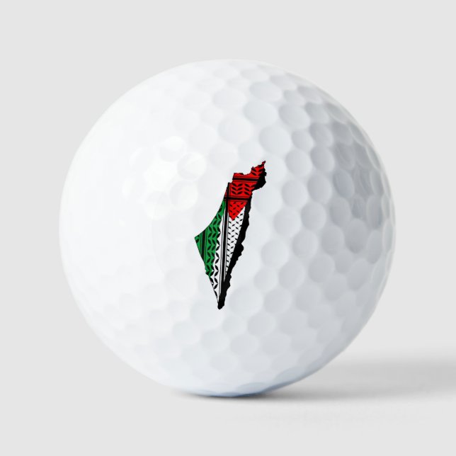 Palestine Map whith Flag and Keffiyeg Pattern Golf Balls (Front)
