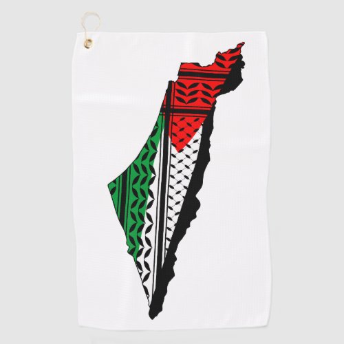 Palestine Map whith Flag and Keffiyeg Pattern Golf Towel