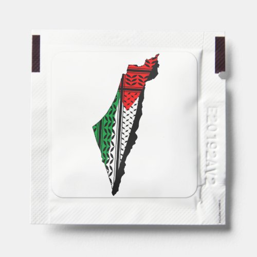 Palestine Map whith Flag and Keffiyeg Pattern Hand Sanitizer Packet