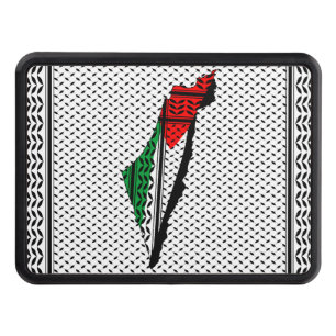 Palestine Map whith Flag and Keffiyeg Pattern Hitch Cover