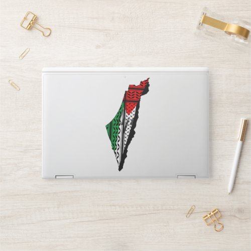 Palestine Map whith Flag and Keffiyeg Pattern HP Laptop Skin