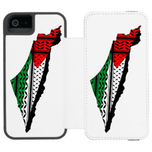 Palestine Map whith Flag and Keffiyeg Pattern iPhone SE/5/5s Wallet Case