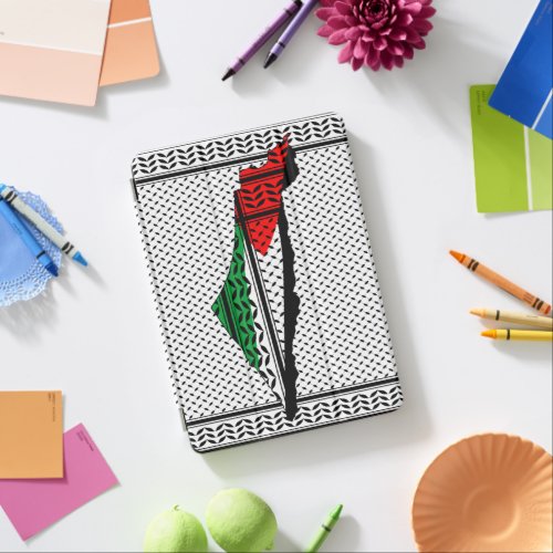 Palestine Map whith Flag and Keffiyeg Pattern iPad Air Cover