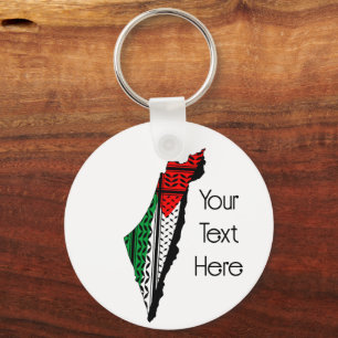 Palestine Map whith Flag and Keffiyeg Pattern Keychain