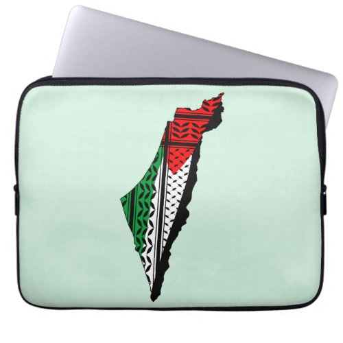 Palestine Map whith Flag and Keffiyeg Pattern Laptop Sleeve