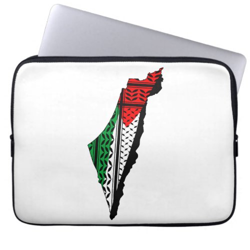Palestine Map whith Flag and Keffiyeg Pattern Laptop Sleeve