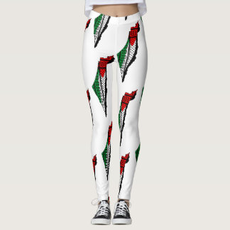 Palestine Map whith Flag and Keffiyeg Pattern Leggings