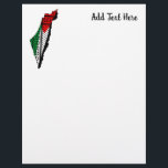 Palestine Map whith Flag and Keffiyeg Pattern Letterhead<br><div class="desc">Palestine Map whith Flag and Keffiyeh Pattern Design symbol of Resistance and Freedom. Fast forward to the 1960s and the rise of the Palestinian resistance movement, the prominent Palestinian politician, Yasser Arafat, further solidified this meaning behind the keffiyeh. The keffiyeh became Arafat’s personal trademark as he draped it over his...</div>